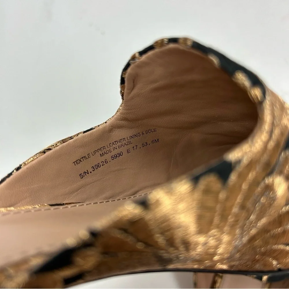 Tory Burch Carlotta Naya Brocade Embroidered Mules Gold Size 6